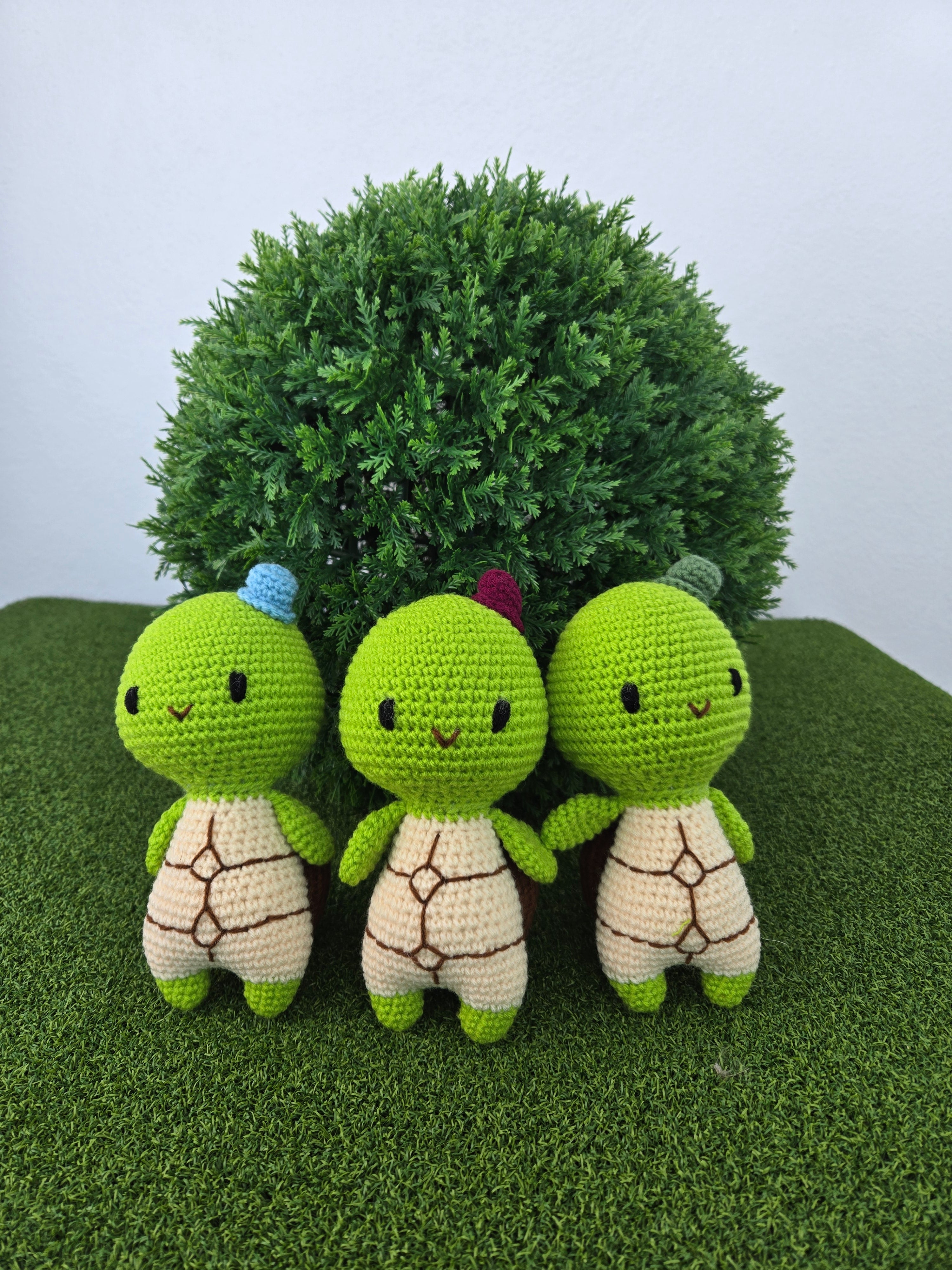 Handmade Crochet Turtle Doll Red Hat