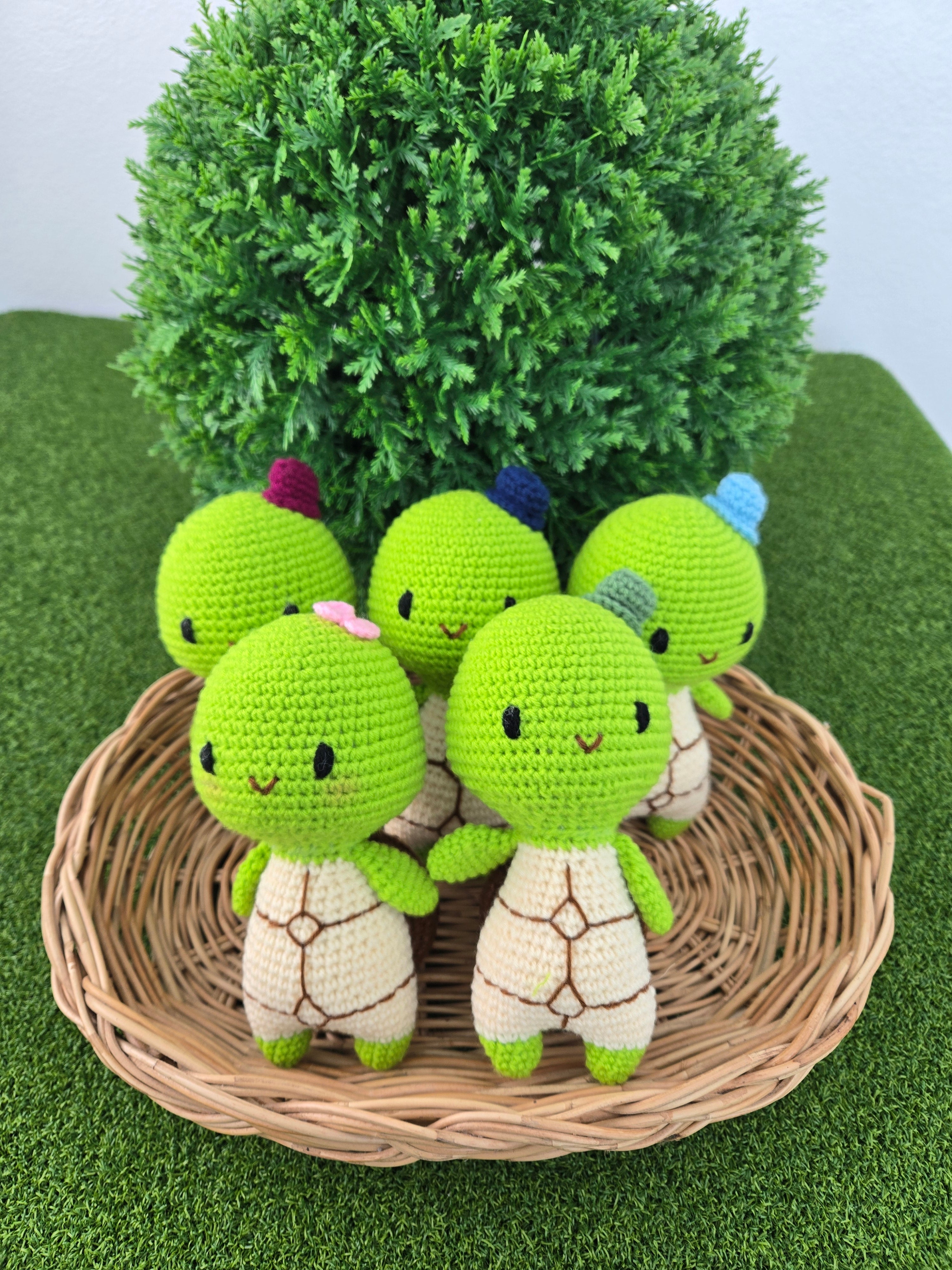 Handmade Crochet Turtle Doll Green Hat