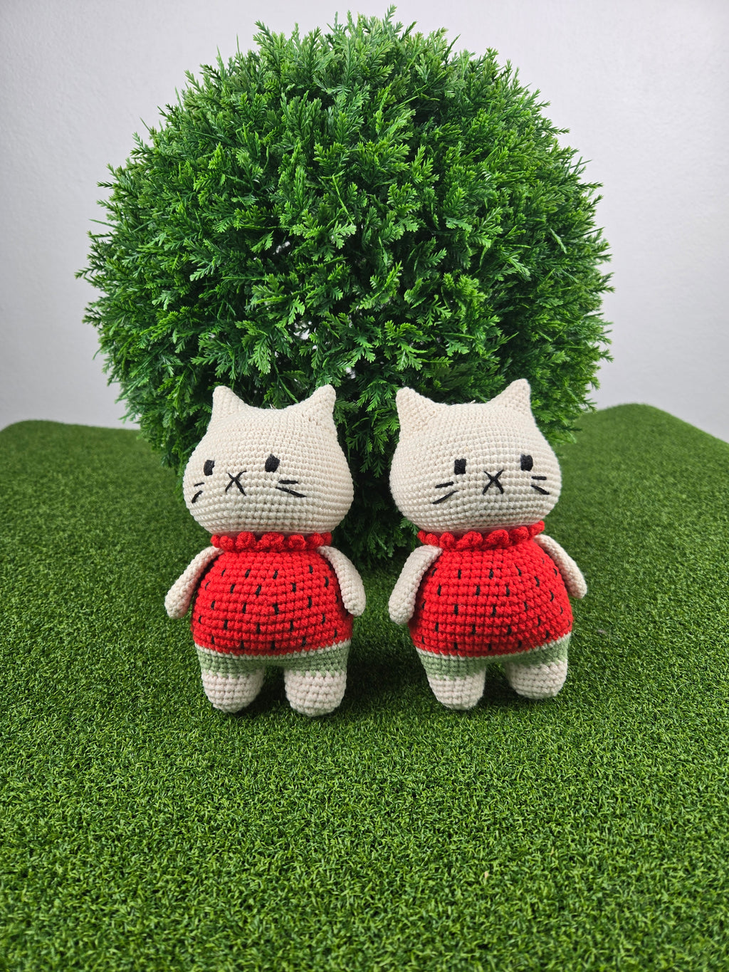 Handmade Crochet Watermelon Cat Plush Amigurumi