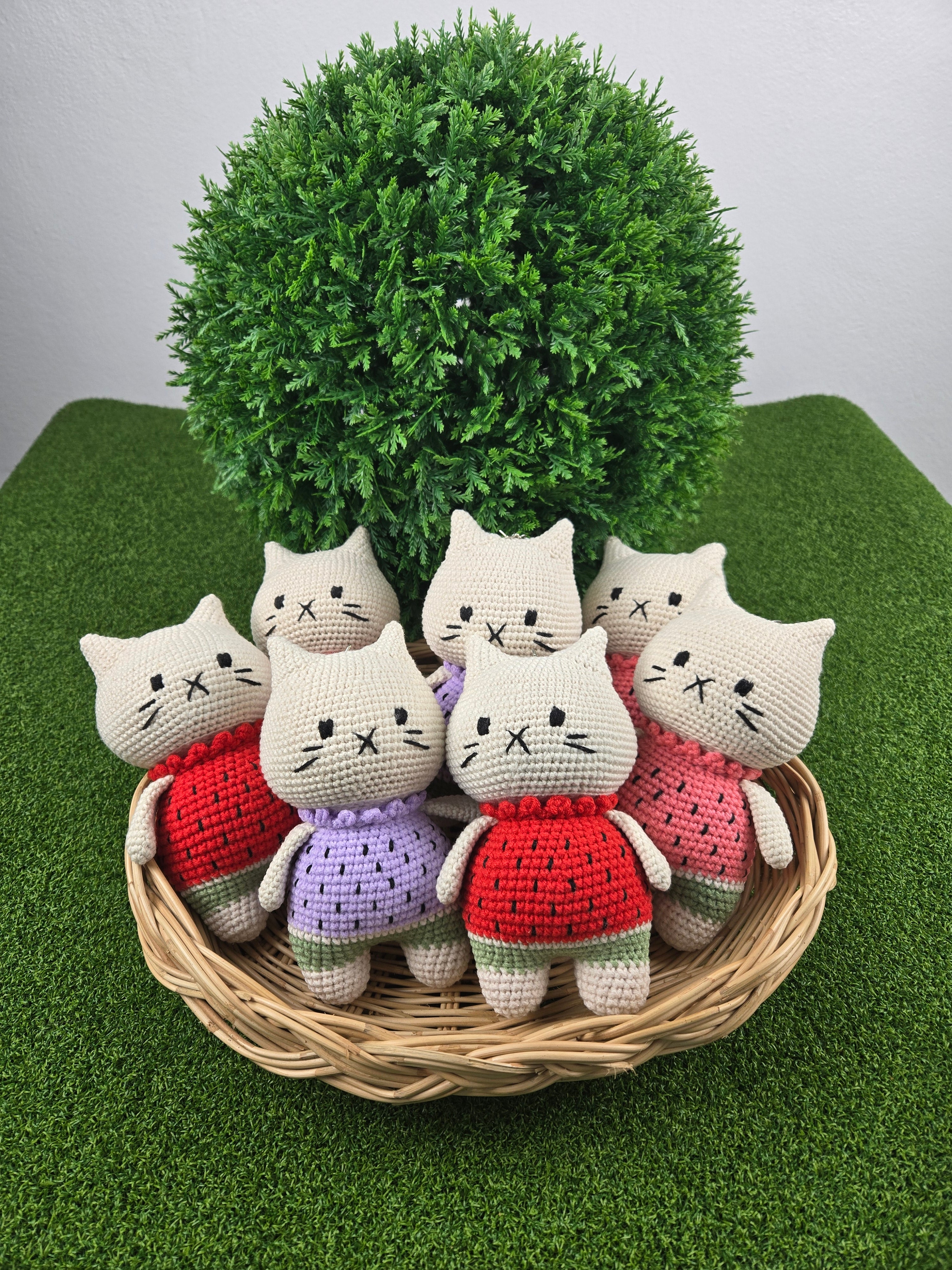 Handmade Crochet Blueberry Cat Plush Amigurumi